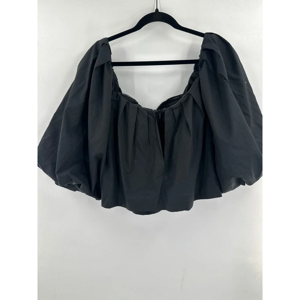 Banana Republic Black Off The Shoulder Puff Sleeve Sweetheart Blouse Top 6 NWT